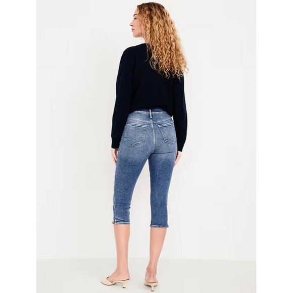 Old Navy Rockstar Slim Capri Jeans Womens 2 Blue Medium Wash Stretch NEW - Picture 3 of 12